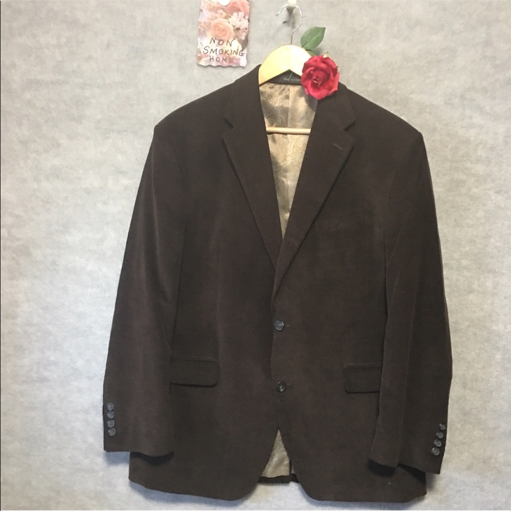 VTG. CHAPS Ralph Lauren 42R BROWN  CORDUROY BLAZER Small wale